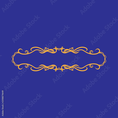 Elegant Symmetrical Gold Ornate Frame on Deep Blue Background