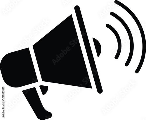 Tableau sur toile Black megaphone with sound waves loudspeaker