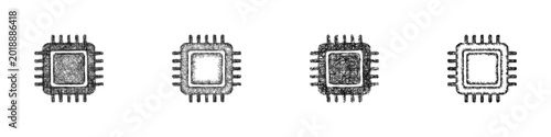 Obraz na płótnie Sketch cpu icon design set