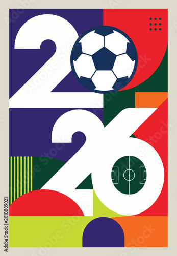 Quadro em tela 2026 Football Tournament Typography Poster with Soccer Ball
