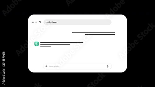 Animated 3D ChatGPT AI Browser Content Concept | Alpha channel