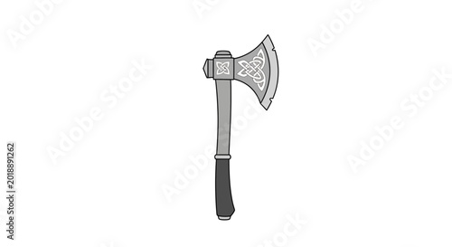 Tableau sur toile Celtic Axe Illustration, Viking Weapon, Medieval Tool, Isolated White Background