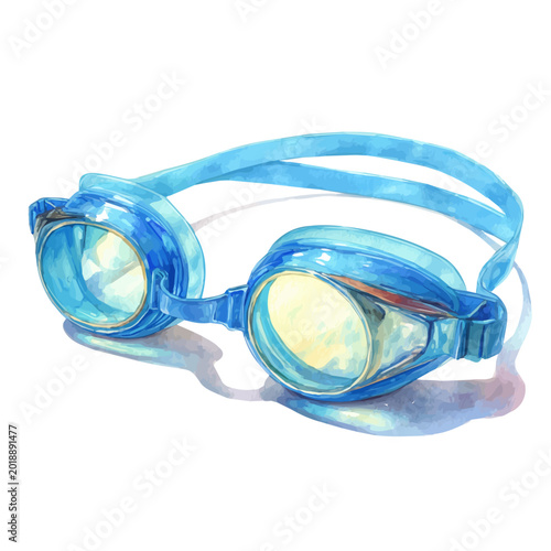 Canvas Print Swim Goggles watercolor artwork, high-quality professional vector illustration isolated on a white background
