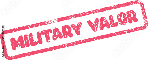 Bild auf Leinwand Bold Red Military Valor Stamp Sign Symbolizing Courage and Bravery in Armed Serv