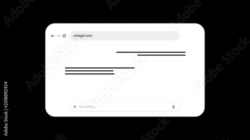 Animated 3D ChatGPT AI Browser Content Concept | Alpha channel