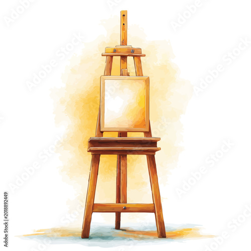 Easel watercolor vector, hand-painted style, high-quality illustration isolated on white background.