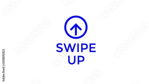 Blue swipe up icon with arrow in circle on white background for social media doodle animated 4k stock video
