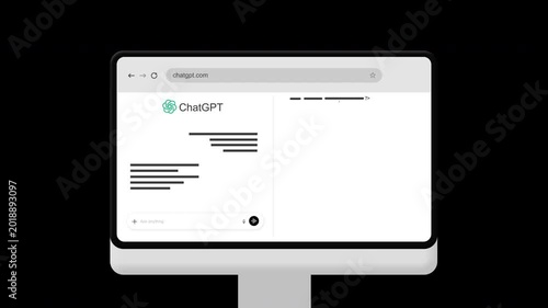 Animated 3D ChatGPT AI Code Generating for Computer Concept | Alpha channel