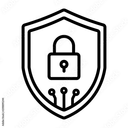 Security Shield Icon – Cyber Protection Line Icon