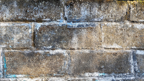Slika na platnu Grungy Texture of an Old Weathered Concrete Block Wall with Efflorescence