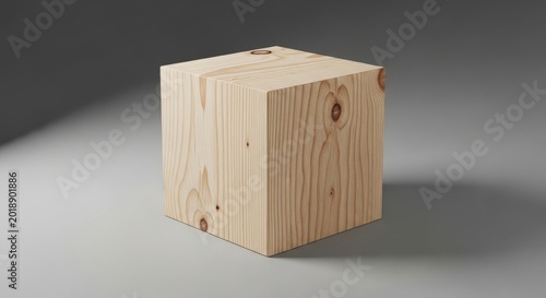 Wooden Cube Block Wood Grain Texture Cubic Shape Object Natural Material Design Solid Woodwork Carpentry Timber Lumber Square