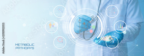 Fotografie Modern Medical Illustration Showing Metabolic Pathways and Biochemical Processes