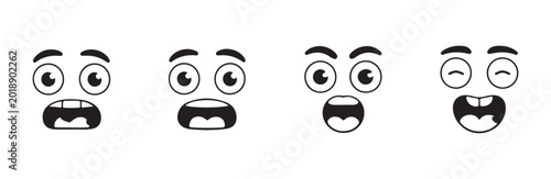 Foto Set of funny cartoon faces showing wonder and astonishment.