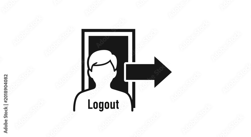 Fototapeta premium Logout icon symbol representing leaving a digital account or system.