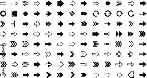 arrow icons set, direction arrows collection, navigation pointer symbols, line and solid arrow icons pack, ui ux design elements, vector illustration