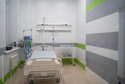Quadro su tela Hospital room with bed and ventilator