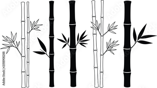 Foto Bamboo Plant Vector Set with Various Styles for Nature and Eco-Friendly Illustr