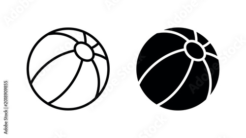 Beach Ball Outline and Solid Icon Vector