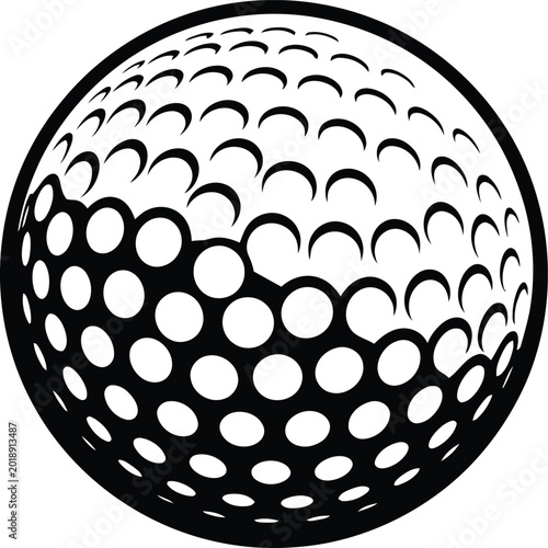 Golf ball icon with white background, sports equipment