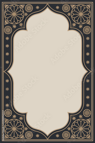 Dark grey and gold ornamental frame with floral and geometric patterns
