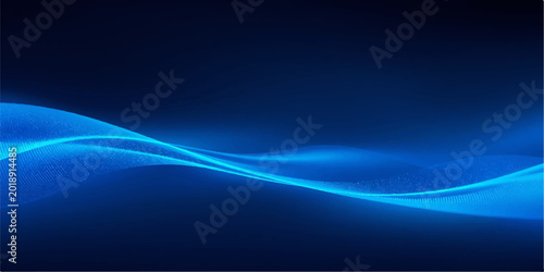 Abstract blue wave background design featuring glowing light rays and digital motion lines on a dark space backdrop with vibrant energy texture