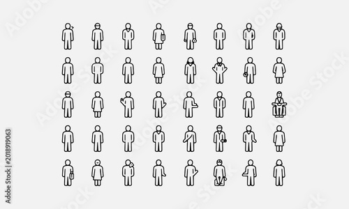 People line art icon set in trendy flat style