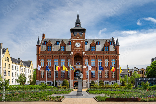 The historic town hall (Stadhuis) in the port town of Knokke-Heist, Flanders, Belgium