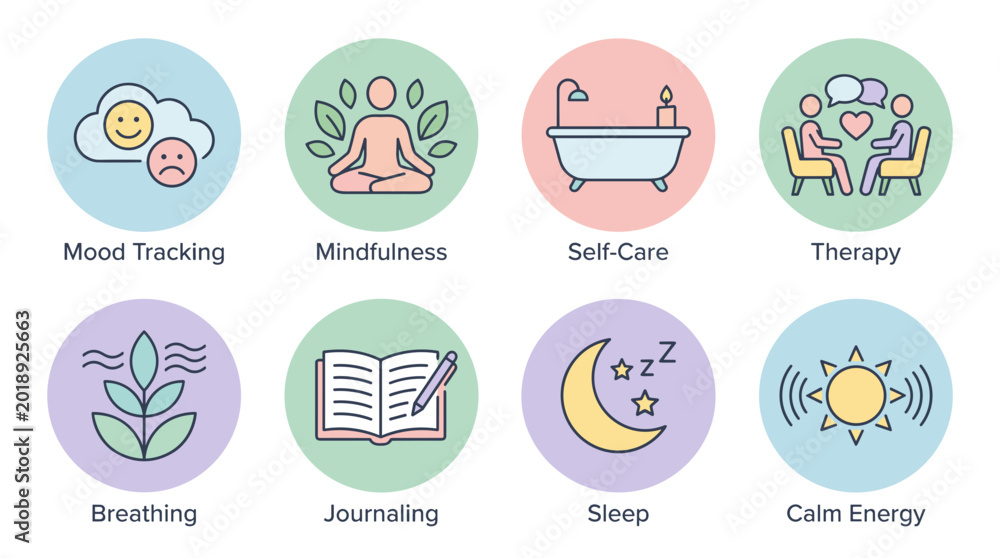 Fototapeta premium Emotional Wellness App Vector Icons