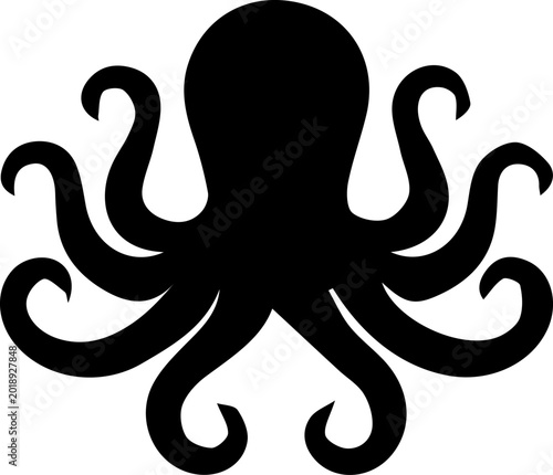Photos Black octopus silhouette vector illustration isolated