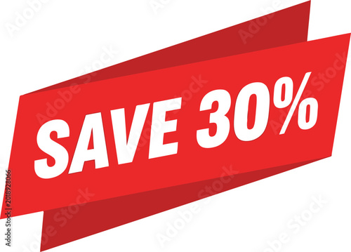 Canvastavla Red Save 30 Percent Discount Banner for Retail Promotion and Seasonal Sales Camp