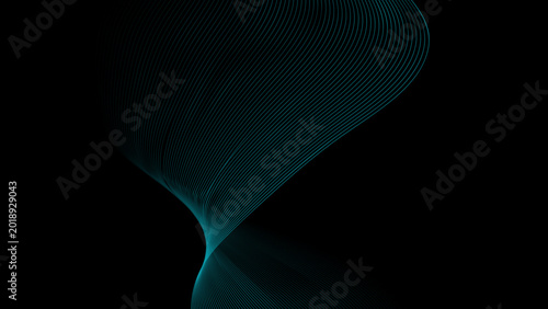 Teal-colored abstract digital wave form on a black background with glowing lines.