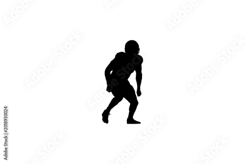 American Football Player in a Defensive Stance