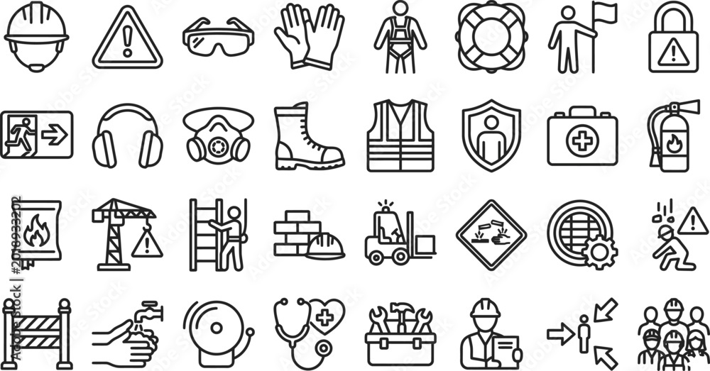 Fototapeta premium Collection of workplace safety and health icons