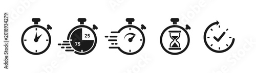 Foto Stopwatch timer icon collection isolated on transparent background, countdown cl