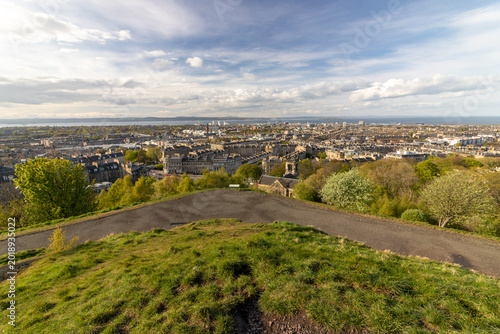 Edinburgh Skyline with Scott Monument and Historic Old Town at Golden Hour