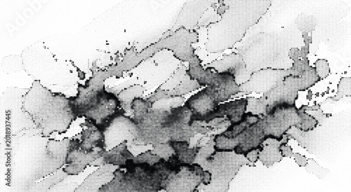 Quadro su tela Abstract ink blot distressed brush stroke texture background artistic design element with grunge effect