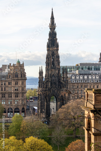 Edinburgh Skyline with Scott Monument and Historic Old Town at Golden Hour
