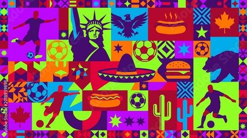 Colorful north american soccer themed collage