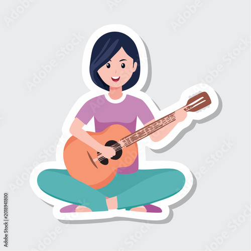 Woman Playing Acoustic Guitar