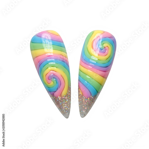 Pastel Candy Swirl Stiletto Nails Transparent PNG for Cute Fashion Beauty Designs