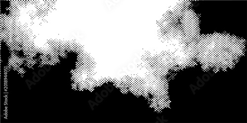 Valokuva Vector Abstract cloud halftone graphic elements isolated on black background for design and decoration