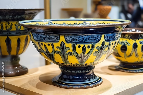 French ceramic faience with blue and yellow glazing
