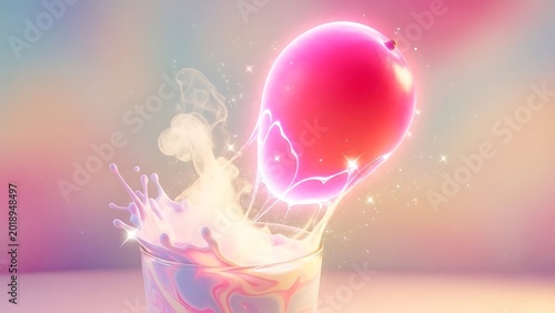 Glowing orb splashing liquid