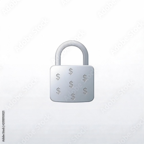 Secure banking concept, lock icon with money symbols