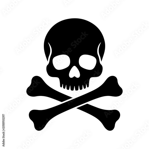 Cuadro en lienzo Silhouette of a human skull and crossbones danger warning symbol