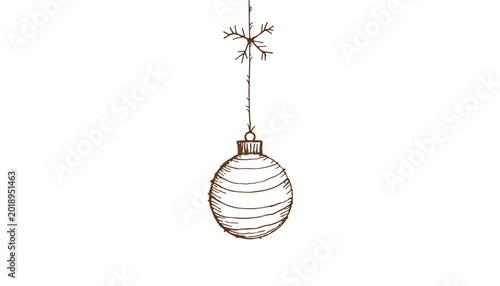 Ornamental Christmas ball hanging with snowflake design  