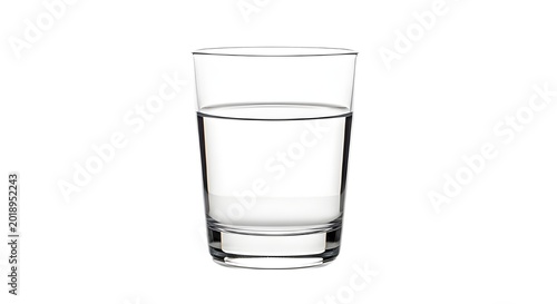 A clear glass of water on an isolated white background for drink and refreshment concepts