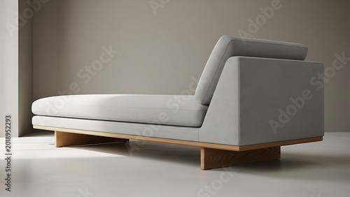 Gray chaise lounge on wooden base