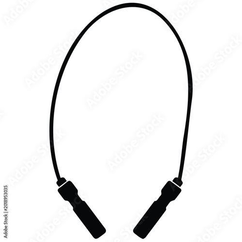 Jump rope silhouette illustration vector on white background, sports and recreation activity.