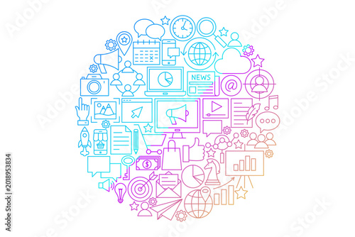Digital Marketing Content Icons Circle